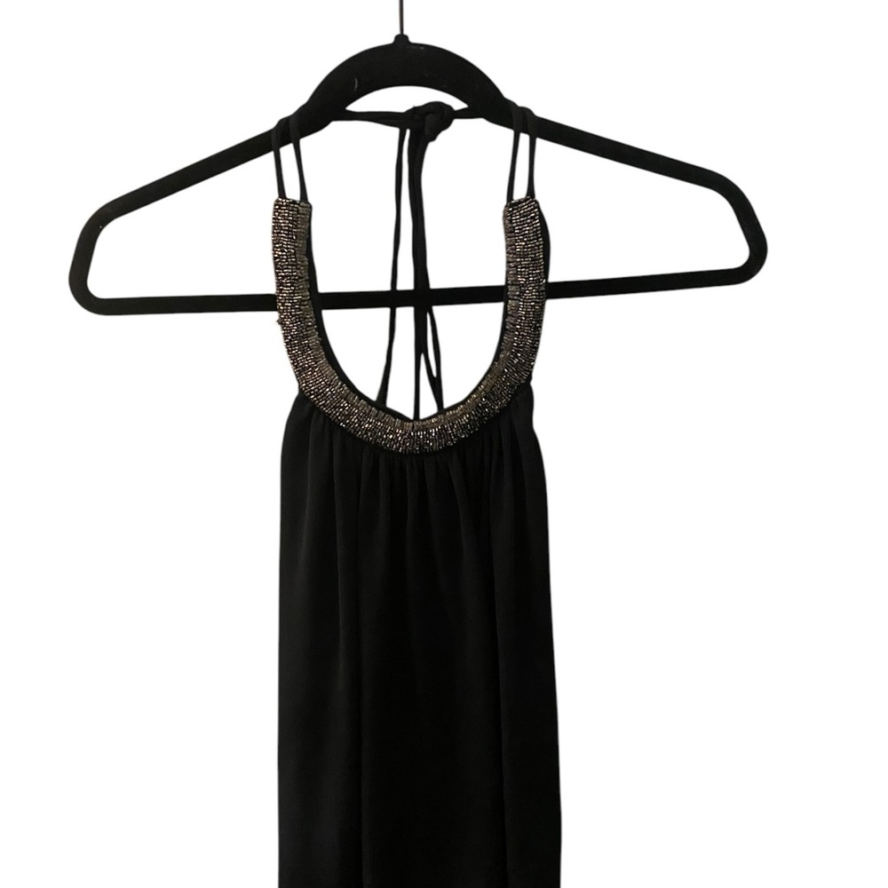 Elegant The Limited Black Beaded Halter Top